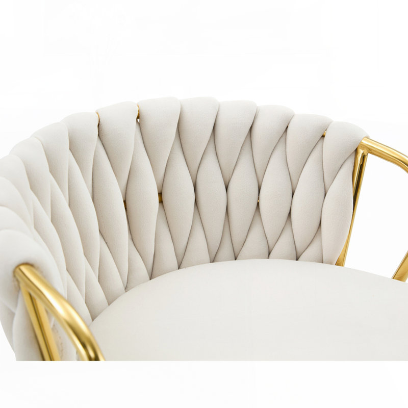Tabouret de bar moderne en velours tressé avec hauteur réglable, Beige