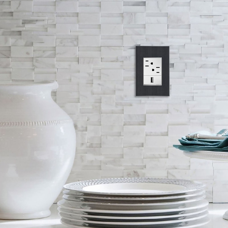 Plaque murale Adorne® 1-Gang + Rocker, Gris rustique