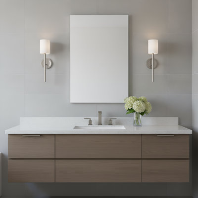 Luminaire mural de salle de bain 1 lumière Egmont avec abat-jour en lin blanc Egmont