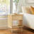Rattan Drawer Nightstand End Table Set of 2  with Built-in Charging Station and LED light for Bedroom Living Room 