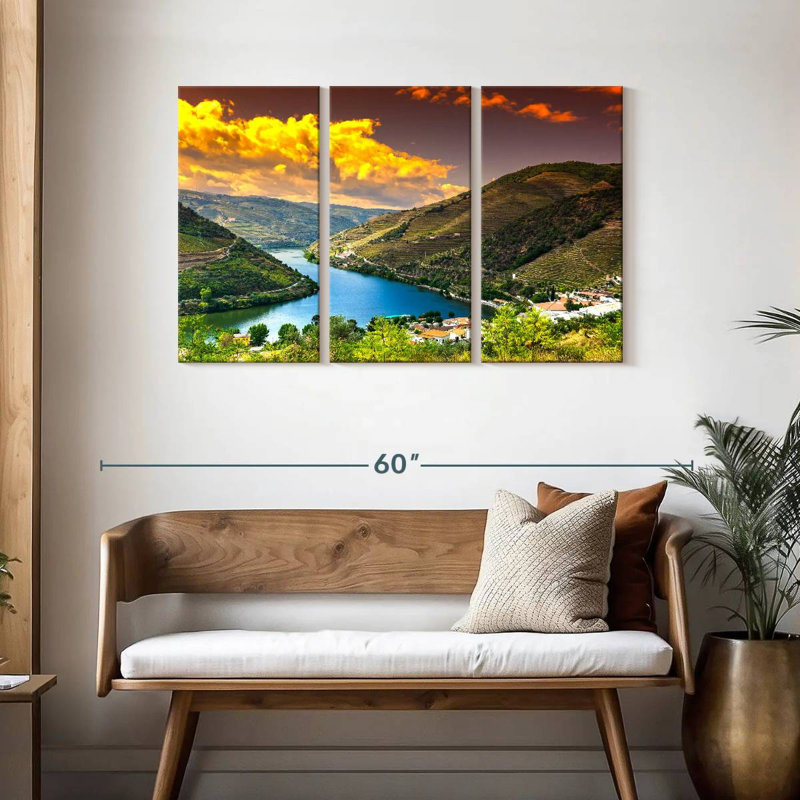 Scène de coucher de soleil dans la vallée du Douro à Alvord, H 28 po x l 45 po
