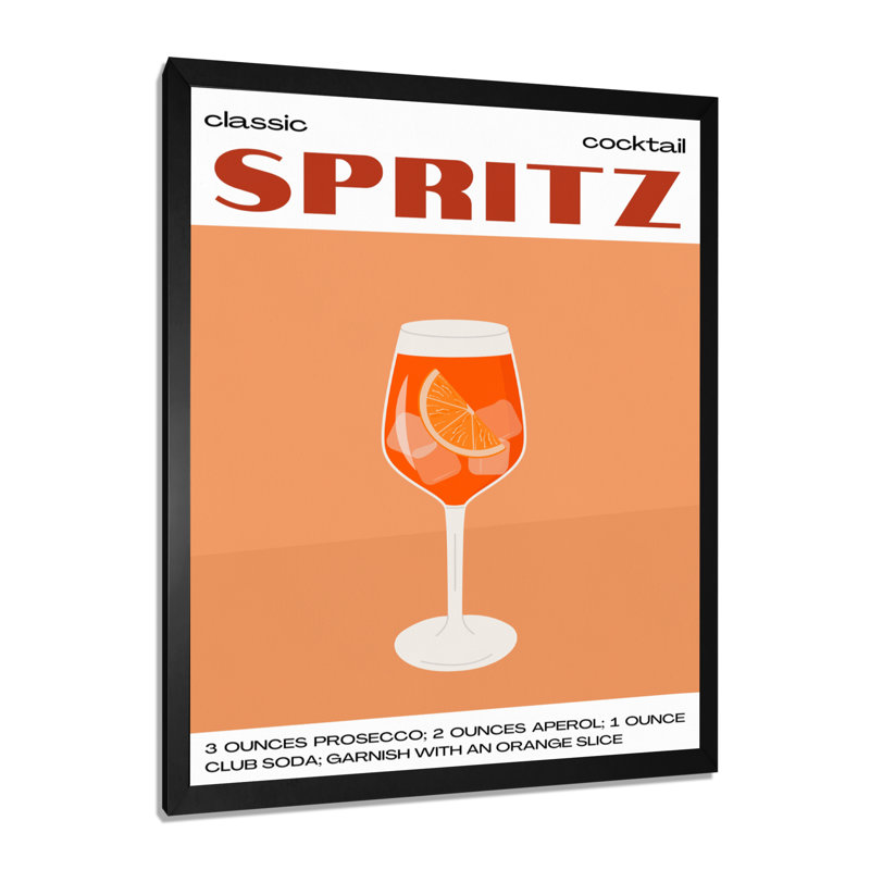 Orange Spirz Cocktail Party - Art mural cocktails, Cadre photo noir simple, H 20 po x l 12 po