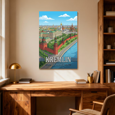 Scénario et paysages urbains Kremlin, paysage urbain avec murs rouges et dômes dorés