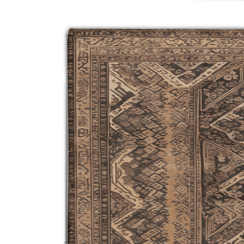 ArtDeco Brown Indoor and Outdoor Area Rug, Rectangle 4' x 6'
