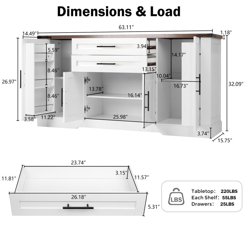 Armoire de rangement 63 "Farmhouse