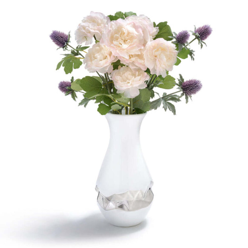 Talianna Handmade Table Vase, White/Silver