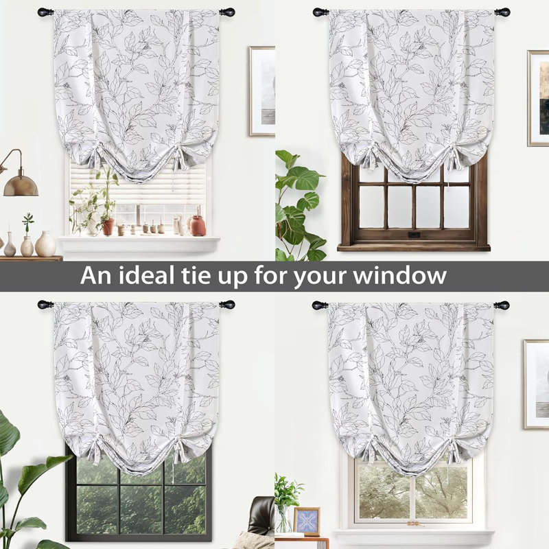 Abdouallah Blackout Curtain Single Panel, 31" W x 47" L, Black/White
