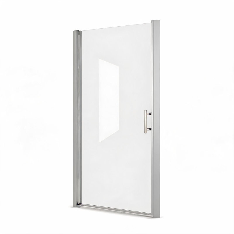 Porte de douche pivotante avec cadre en aluminium chromé de 61 cm x 183 cm, verre trempé de 6 mm et film anti-explosion