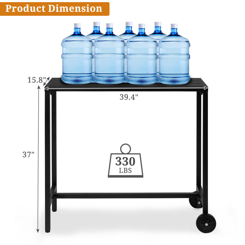 Rectangle Outdoor Bar Table With Wheels, 37" H x 15.8" W x 39.4" L
