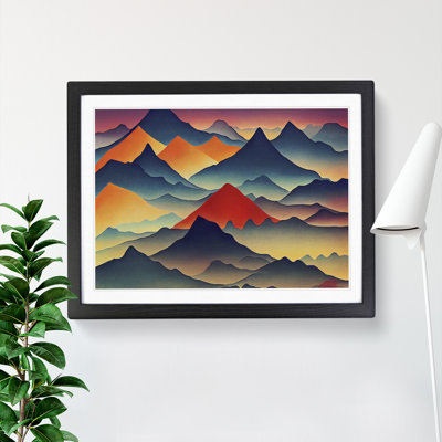 Blissful Painted Mountains Abstract - Single Picture Frame Print