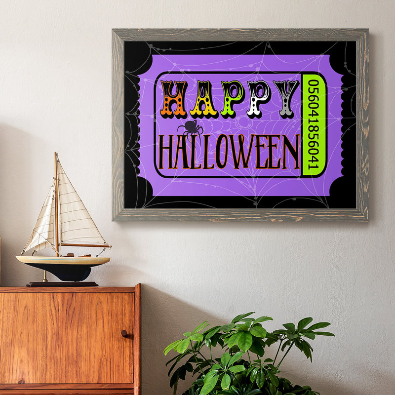 "Happy Halloween Billet", art textuel sur toile, Gris, H 28 po x l 42 po x P 1,5 po