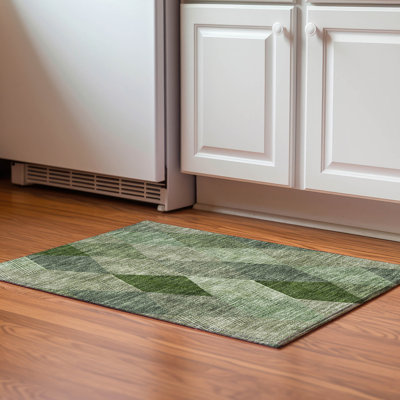Premium Machine Washable Prisco Green Rug