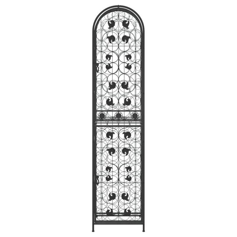 Gulfcrest Wine Rack Black Wrought Iron, 200cm H x 45cm W x 36cm D