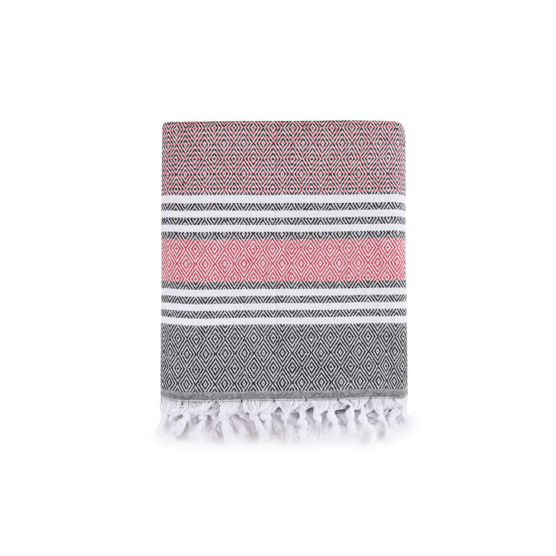 Couvre-lit 100% coton Pepperbush noir / rouge / blanc