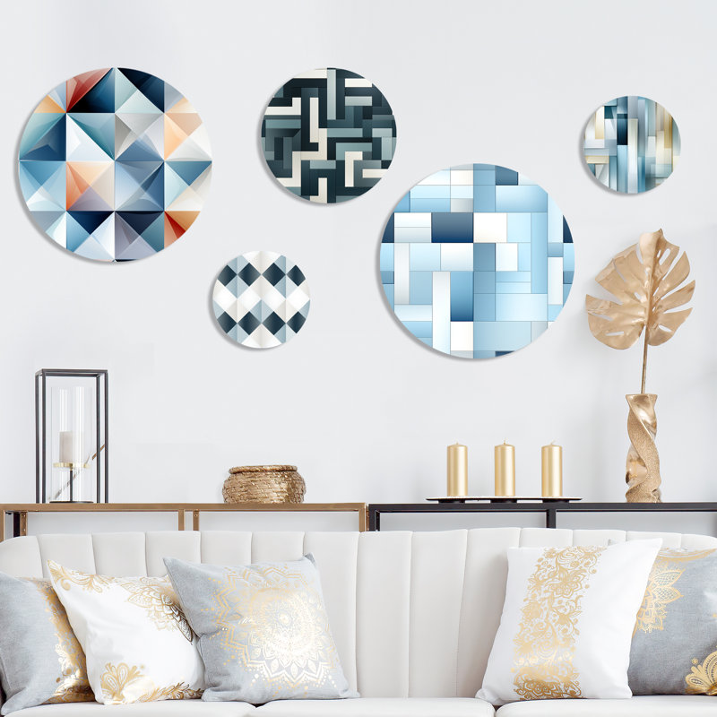 Cordellia - ensemble d'art mural rond en patchwork 5 pièces