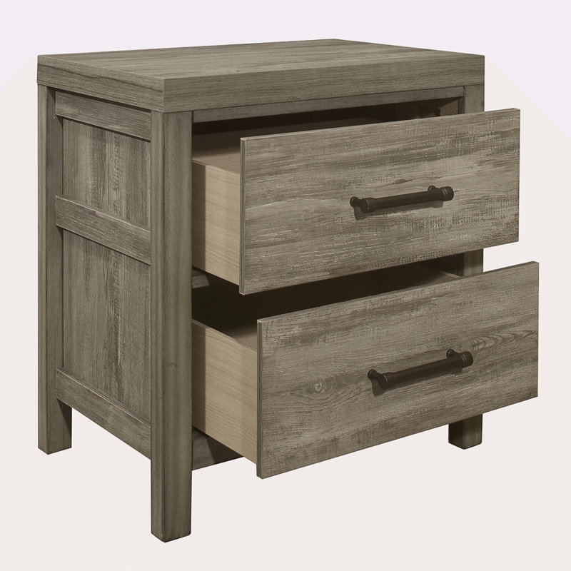 Table de chevet de style rustique en mélamine laminée de qualité supérieure avec 2 tiroirs 1 pièce