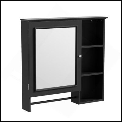 Wall Mounted Bathroom Storage Cabinet, Medicine Cabinets With Large Mirror Door, Adjustable Shelves And Three Open Storage Levels(Not Include Bathroom Vanity )