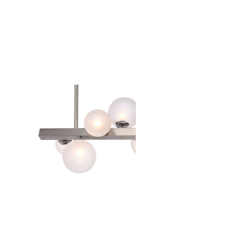 Lustre linéaire en nickel 7 lumières Chamberland, Nickel brillant