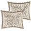 Brun clair / édredon très grand 8 pièces avec médaillon. . Coussins brodés. Édredon à longueur d'année. Literie lavable à la machine. Garnissage luxueux pour chambre à coucher. 2 taies décoratives européennes, coussins décoratifs, 1 jupe de lit.-120264816-120264817