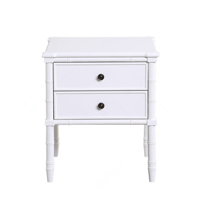 Table de chevet 2 tiroirs Emmett - Blanc