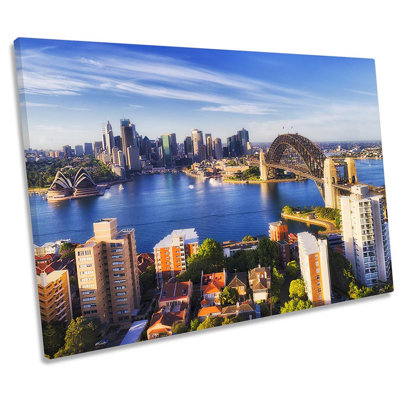 Sydney Harbor Bridge City Framed - Wrapped Canvas Print