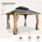 Permanent Wood Gazebo 13 Ft. W x 11 Ft. D Solid Wooden Patio Gazebo with Double Roof, Netting and Curtains