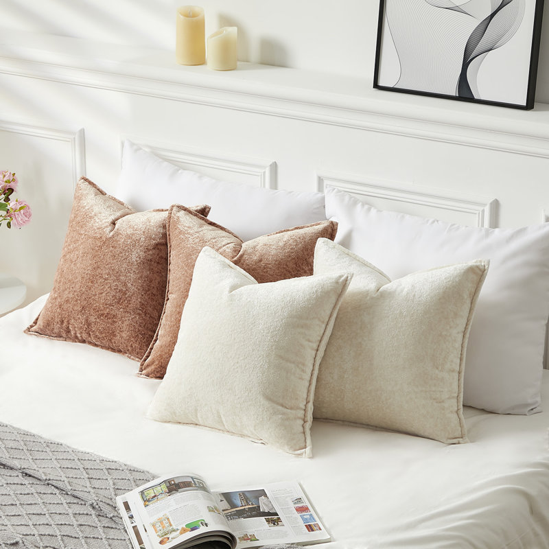 Ensemble de housses de coussin en chenille 18 po x 18 po pour canapé-lit, H 18 po x l 18 po, Brun