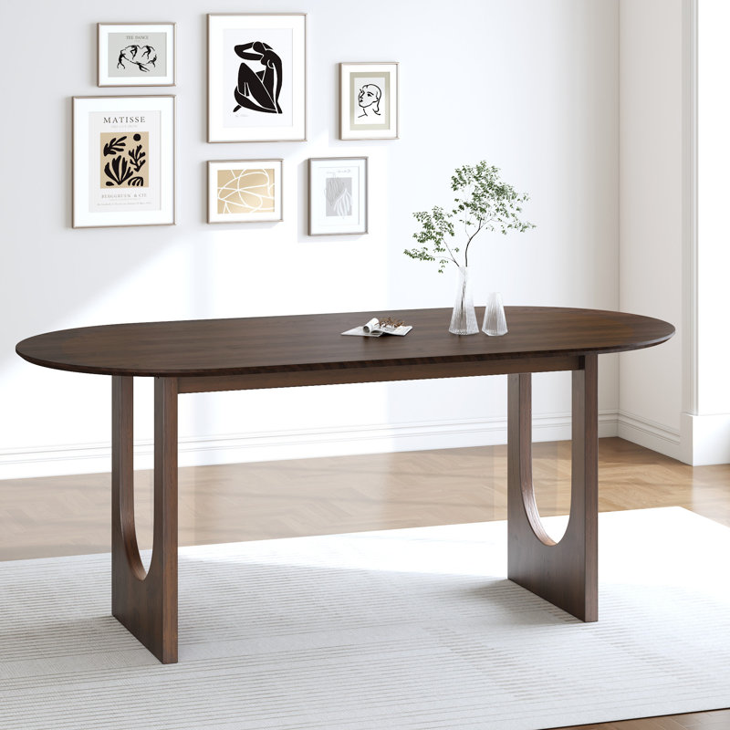 Oval Wood Double Pedestal Dining Table, 30"H x 79"L x 40"W, Walnut