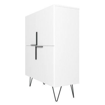 Beekman 35" Mid-Century Modern Low Cabinet With 4 Shelves in White