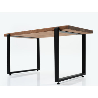 Table de salon rustique en bois massif, 99,8 cm de long, fini noyer, bord naturel, couleur café, pour pièces modernes