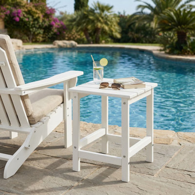 Weather Resistant Fade Proof Scratch Resistant Heavy Duty 14 Inch Square Adirondack Side Table With Stable Non Slip Base For Backyard Garden