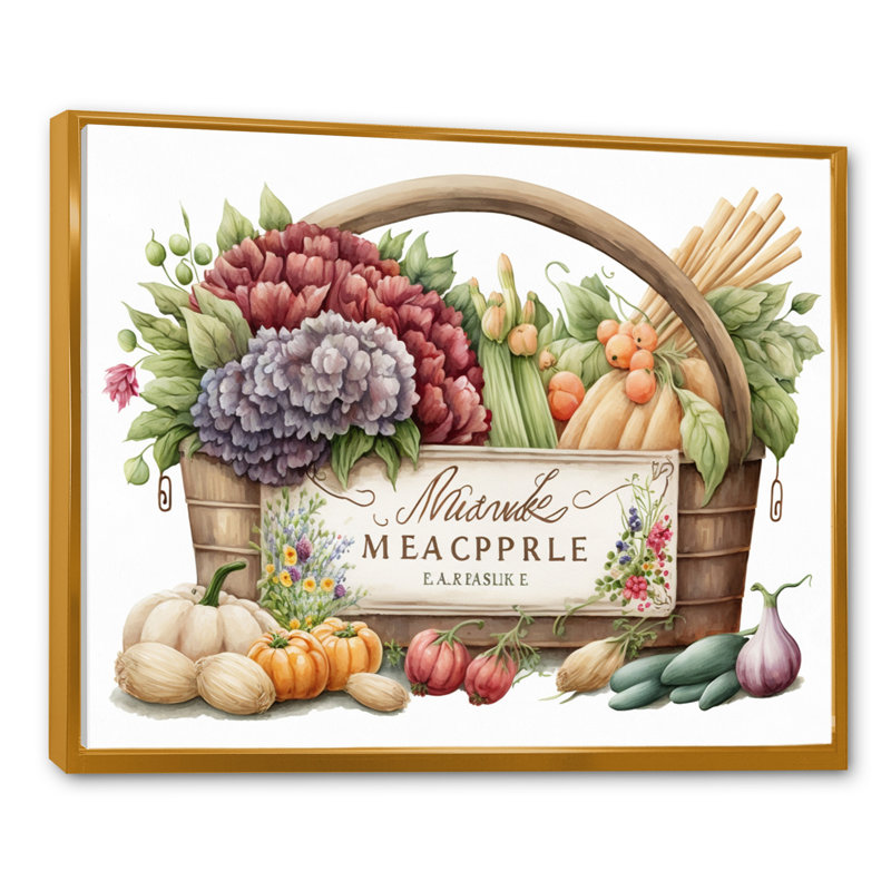 «Fruit in Basket I», reproduction sur toile, L 20 po x H 12 po, Toile avec cadre flottant or