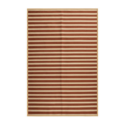 Machine Washable Horizontal Stripes Brown Area Rug