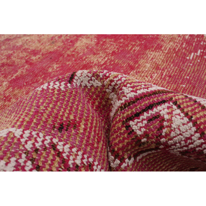 Tapis rose en laine des années 1990 de 6 pi 4 po x 8 pi 10 po Icaria