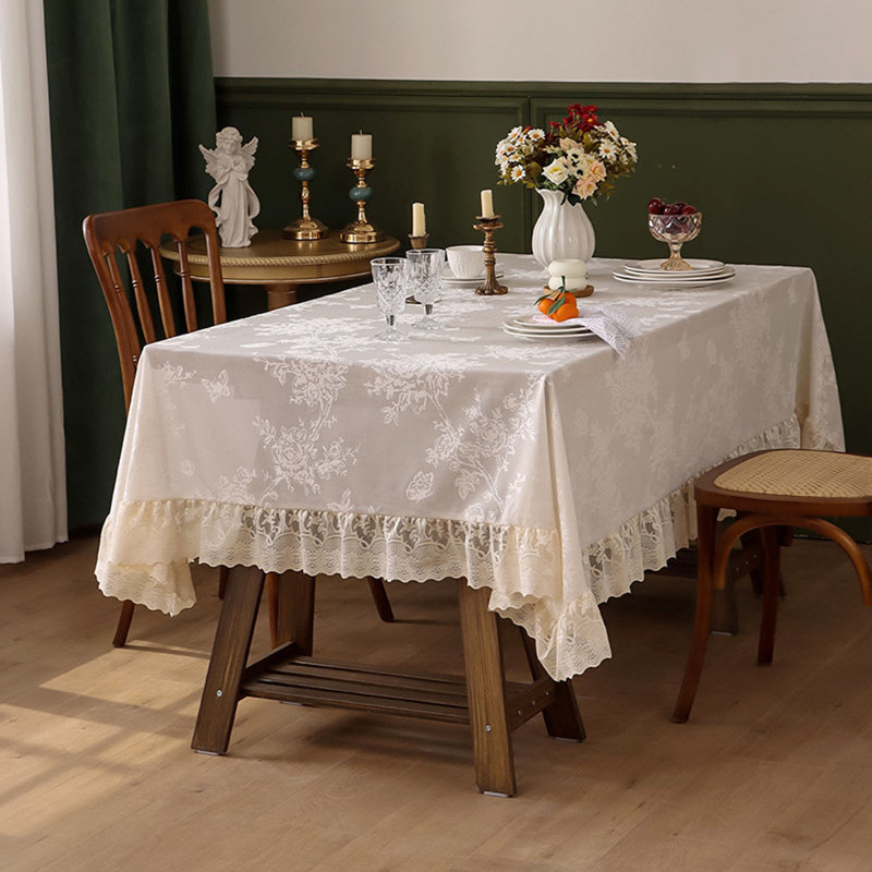 Nappe lourde à volants en dentelle rétro, 102" L