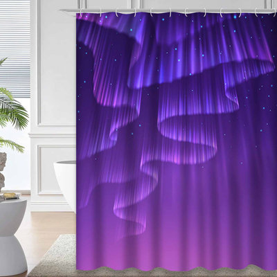 Sky Sky Bright High Polar Lights Starry Sky Transparency Northern Alaska Canada Shower Curtain with 12 Hooks