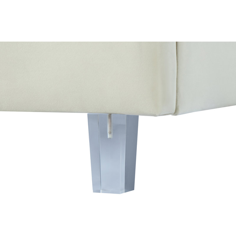 Barthel Upholstered Platform Bed, Queen, Cream Velvet