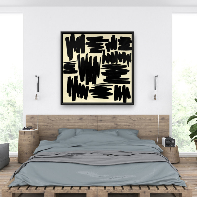 Art déco sur toile encadré noir, H 37,25 po x l 37,25 po