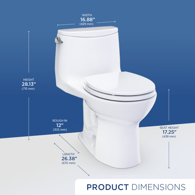 TOTO Ultramax One-Piece Round 1.6 GPF Universal Height Toilet with CEFIONTECT and SS113 SoftClose Seat, Cotton White - MS603113CSFG#01