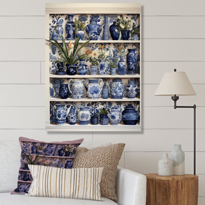 «Blue Boho Plant Pottery I», art mural Boho