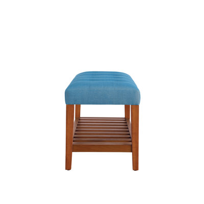 Charla Light Blue Fabric & Oak Finish Bench
