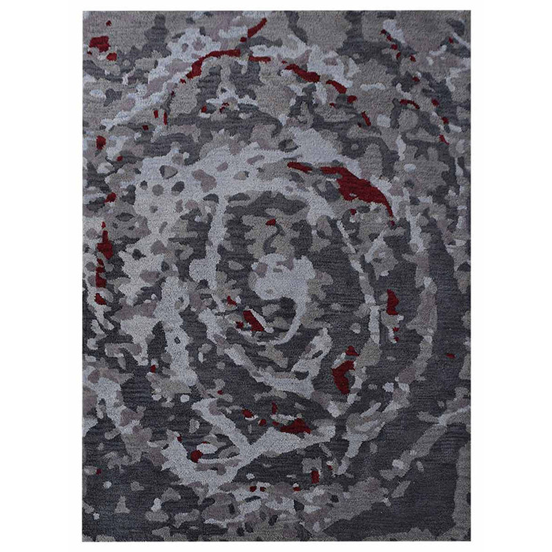 Tapis écologiques en laine touffetés à la main de Manns - Rectangulaire, multicolore, conception moderne abstraite, tapis épais antidérapants faits à la main pour salon, chambre à coucher
