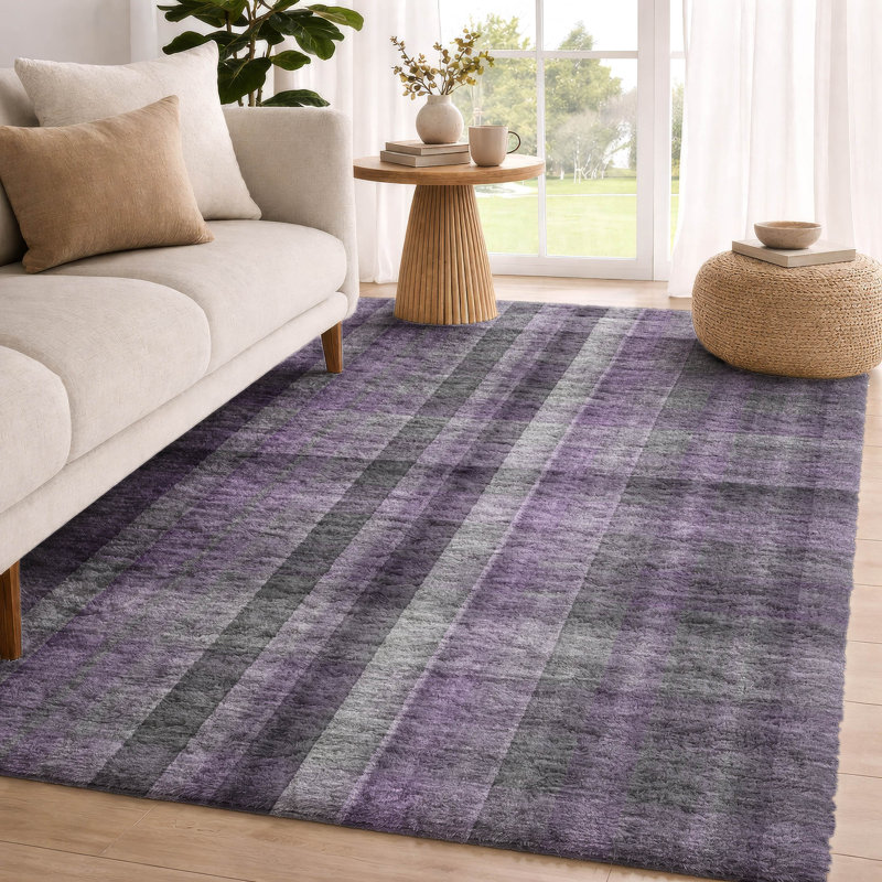 Tapis à poil long de qualité supérieure lavable à la machine ADS548, Purple, 3' x 5'