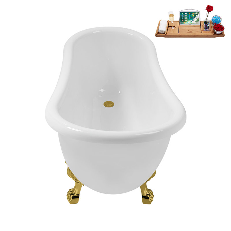 53.1'' x 25.6'' Freestanding Soaking Acrylic Bathtub, Polished Gold, Polished Gold