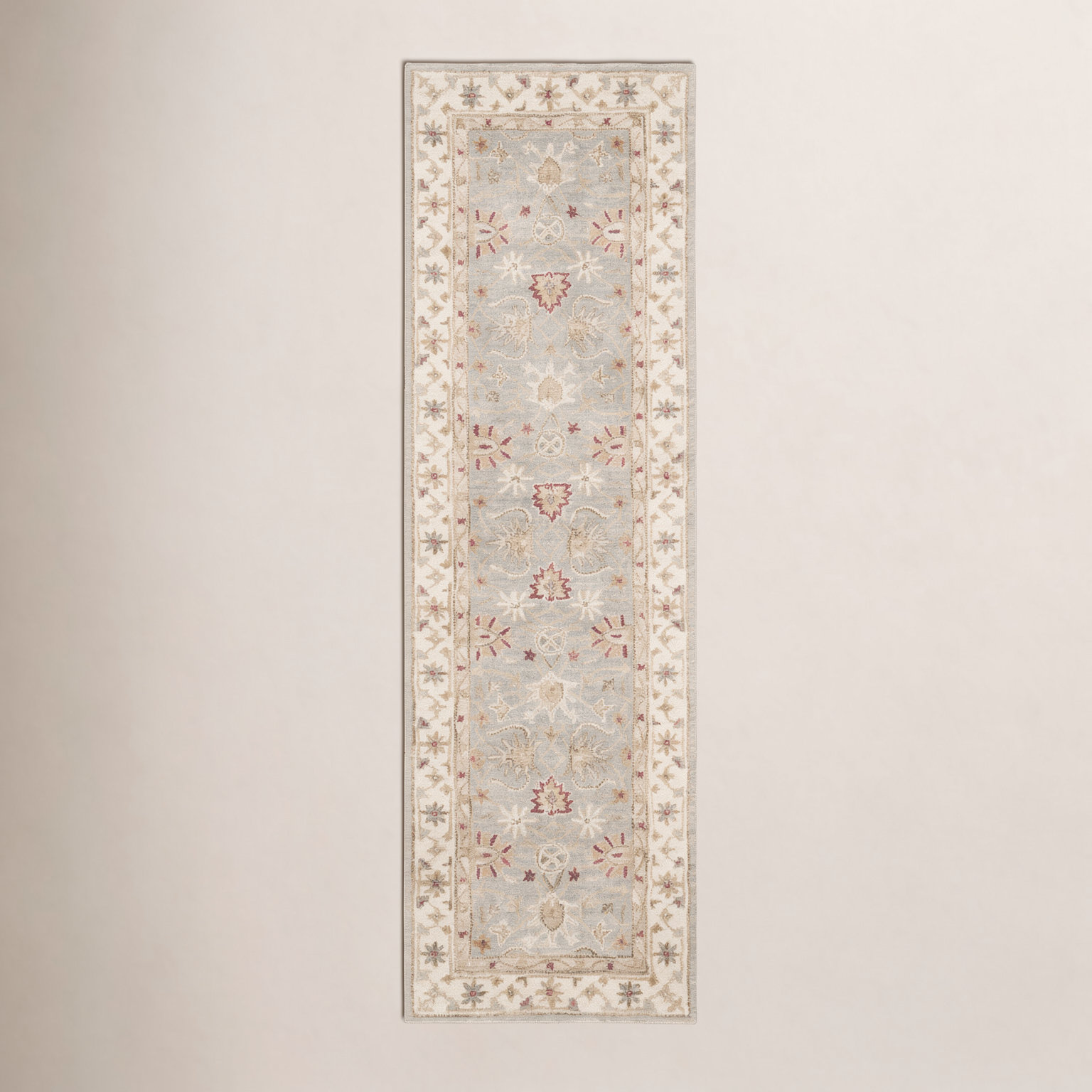 Samuel Gray Blue Beige Hand-Tufted Wool Rug, Square 8'