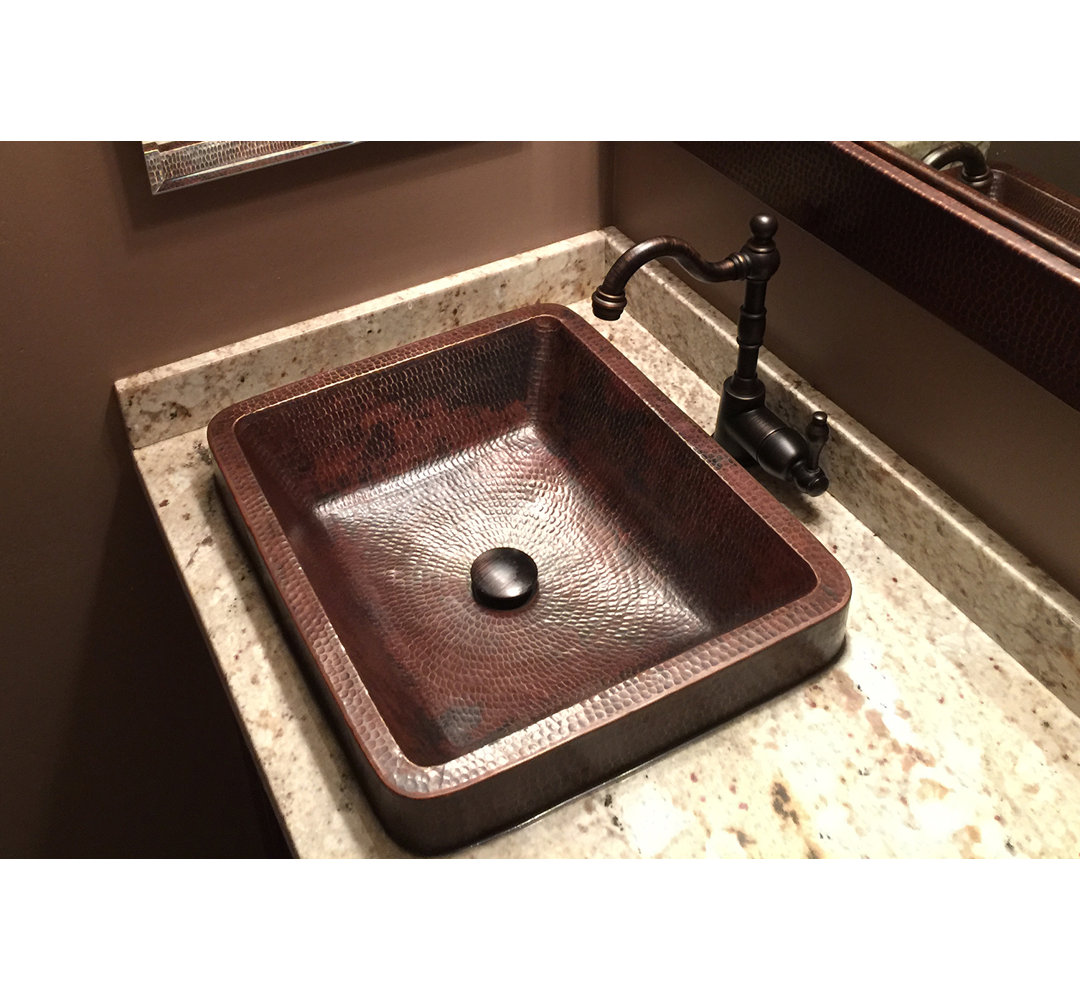 19" Rectangle Skirted Vessel Hammered Copper Sink Premier Copper Products
