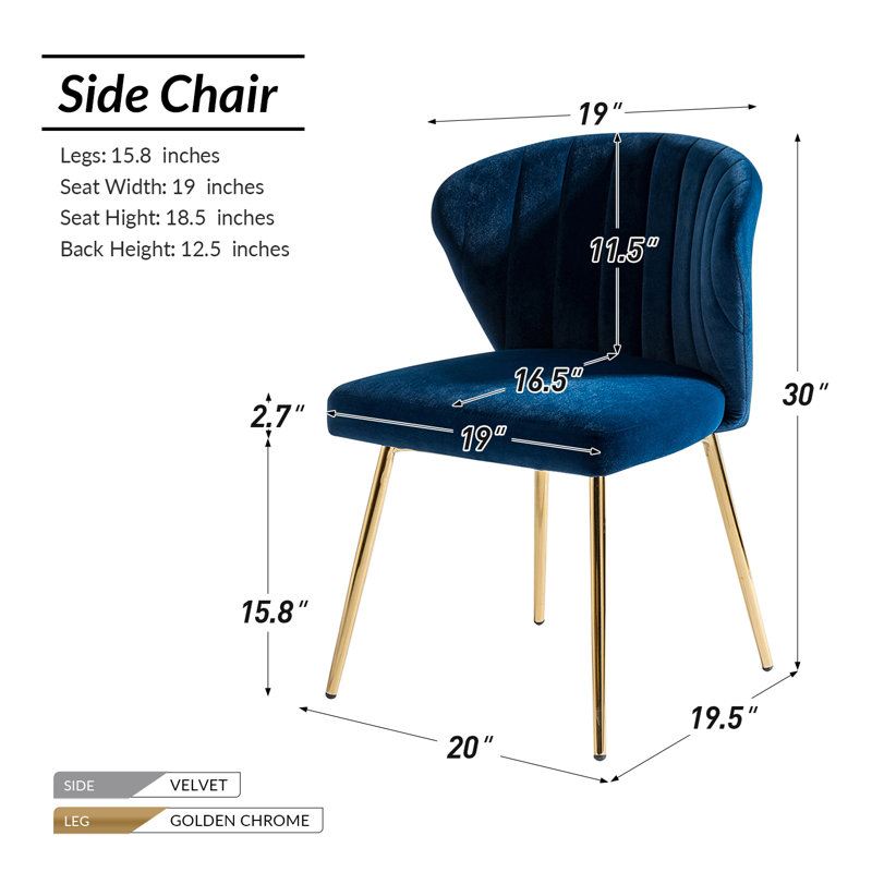Chaise à oreilles Leona, Velours marine