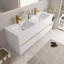 Meuble-lavabo mural 60 po avec lavabo, armoire de rangement flottante avec comptoir en résine de pierre et tiroirs à fermeture en douceur 60 po