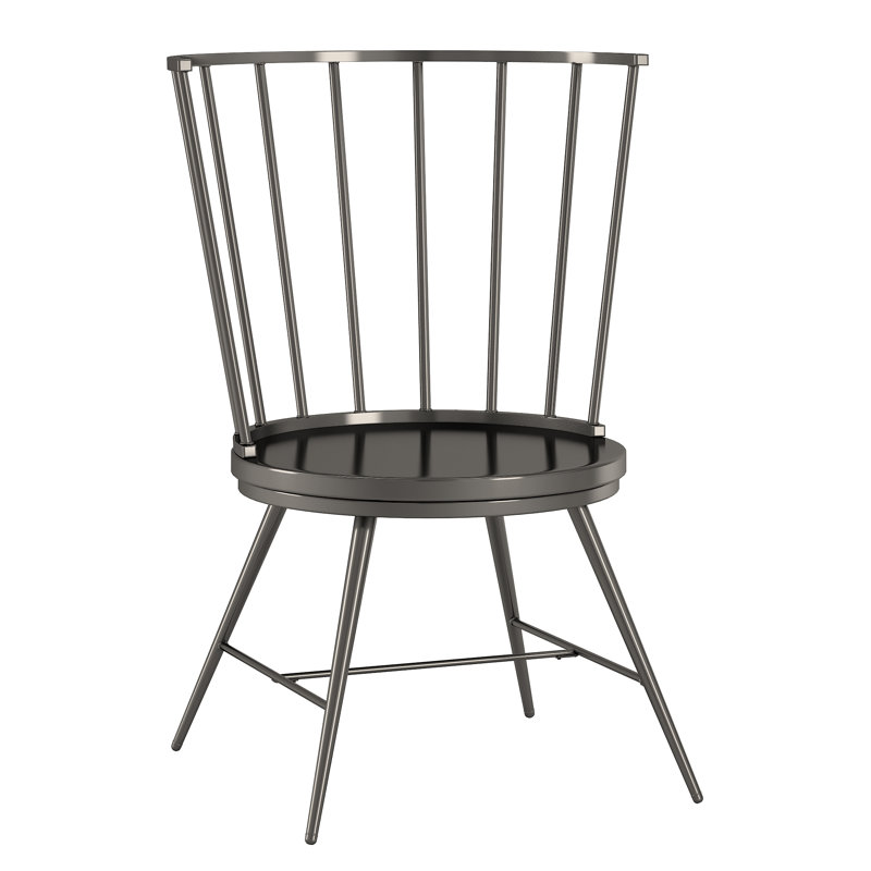 Chaise d'appoint en métal à dossier à lattes Kennamer, Noir