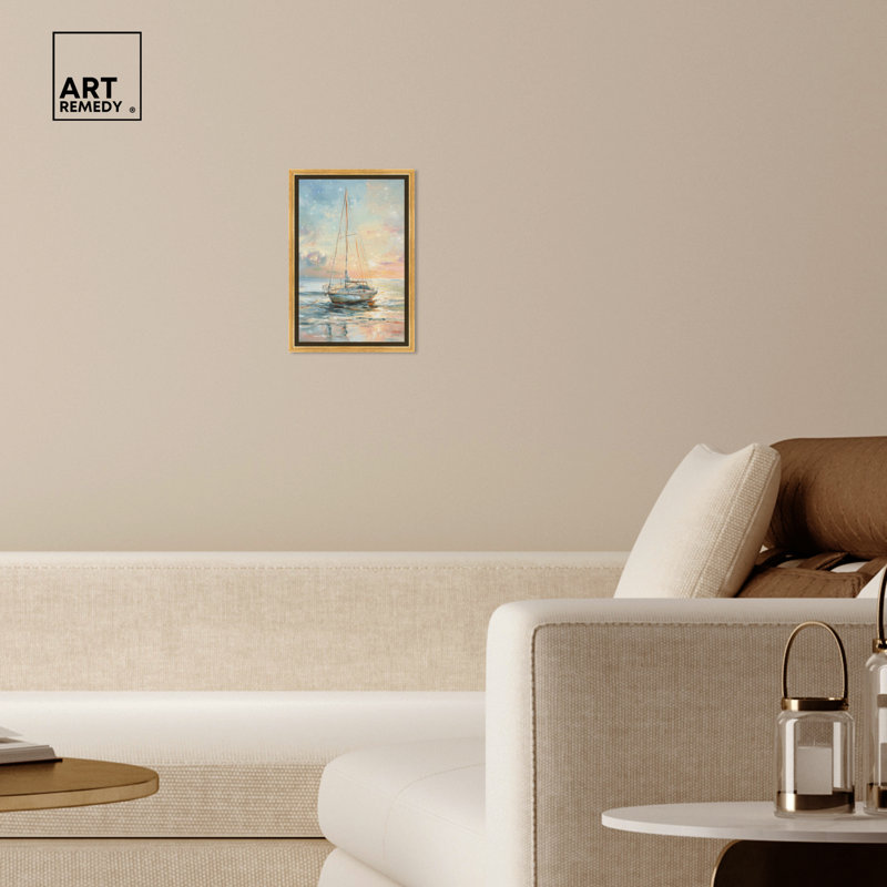 Gold Framed Boat on Shore Canvas Wall Art, 11 x 16